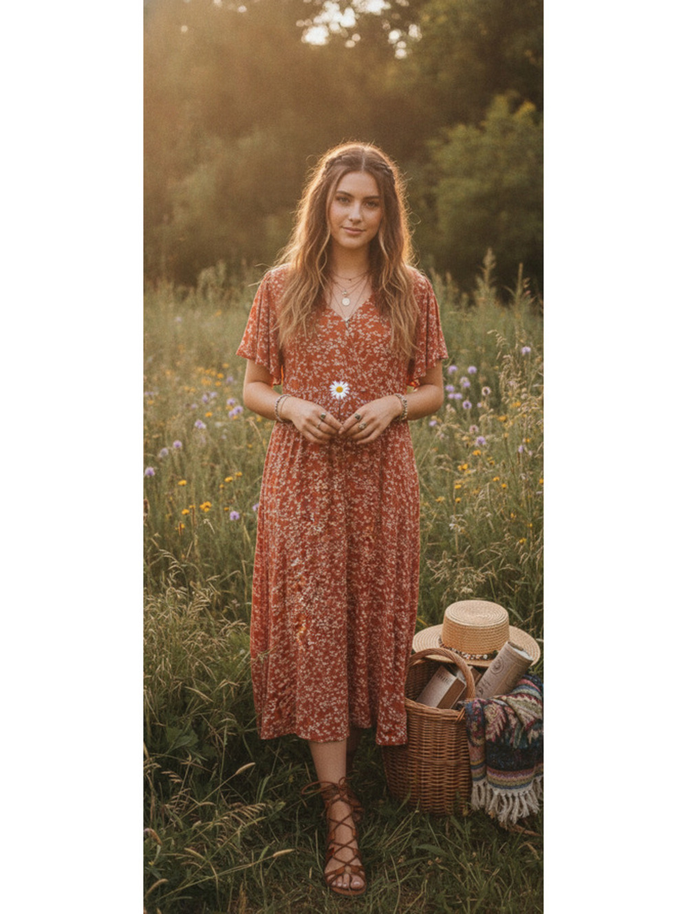 Bloomchic Rust Floral Midi Dress Size US 14-16